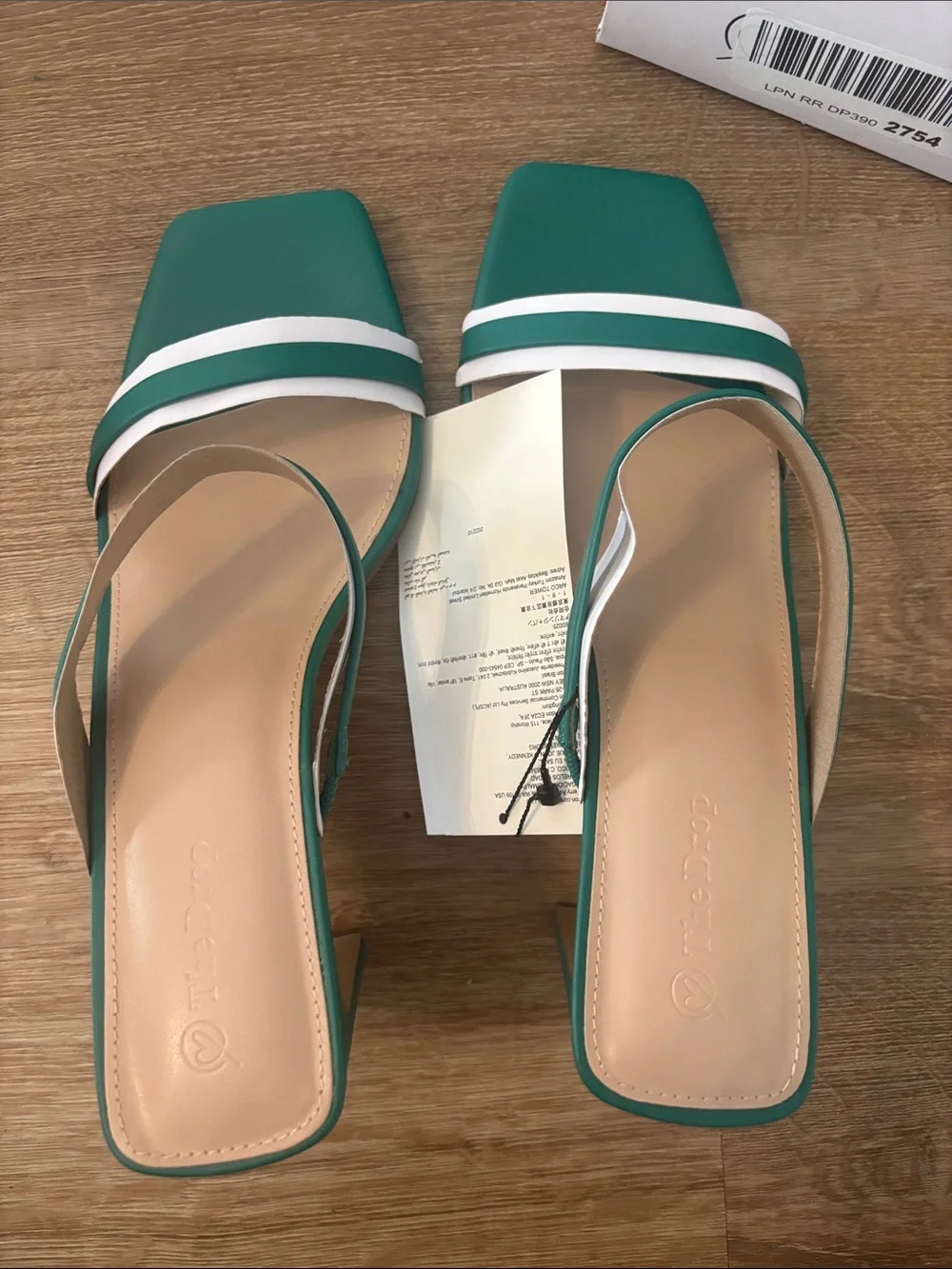 NWT - Minimal Green Strappy Block Heel Sandal